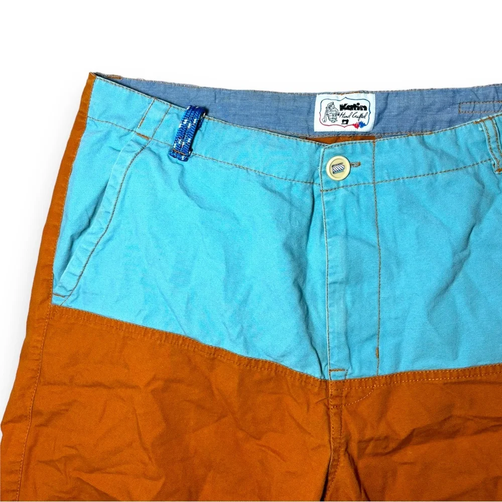 Katin Two-Tone Light Blue and Rust Orange Swim Board Shorts